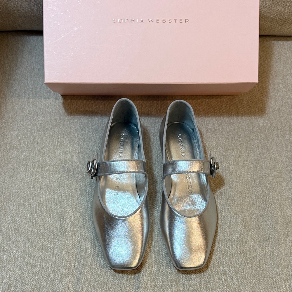 Sophia Webster Metallic Silver Flats